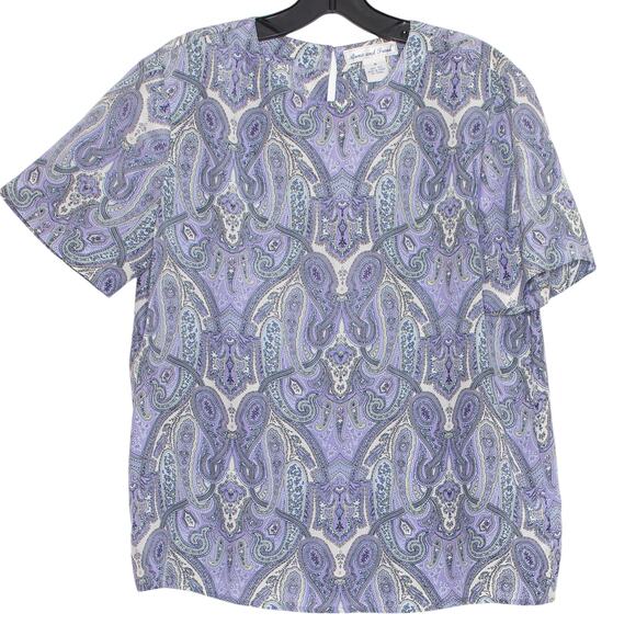 Anna & Frank Top Vintage Silk Boho Retro Feminine Romantic Purple Size Medium GT - Picture 6 of 6